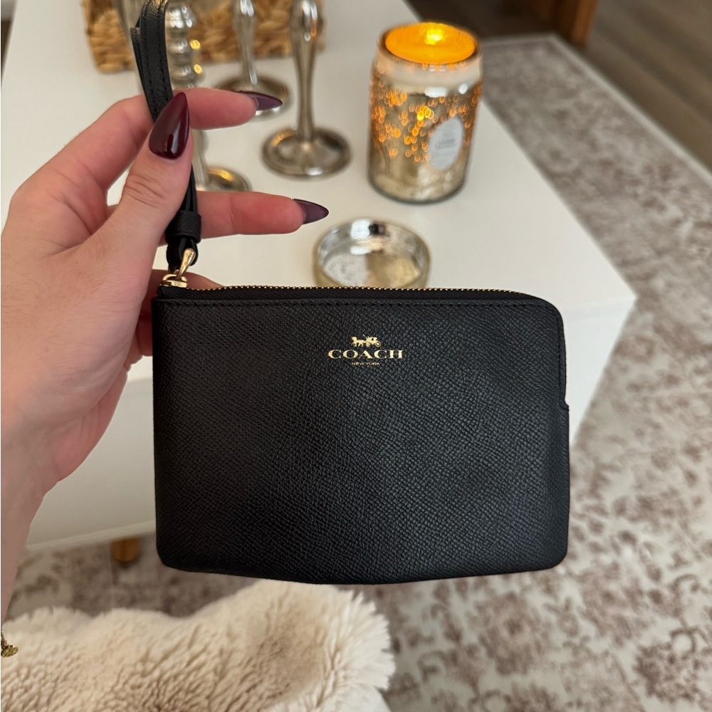 Coach Black Leather Wristlet